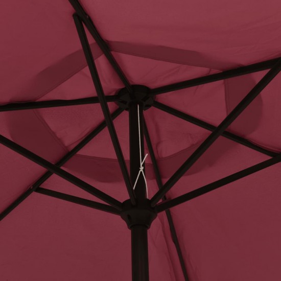 Lauko skėtis su LED ir plieniniu stulpu, raudonas, 300cm