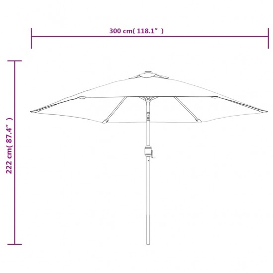 Lauko skėtis su metaliniu stulpu, 300 cm, taupe spalvos