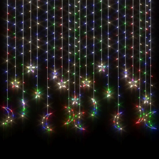 Girlianda žvaigždės ir mėnuliai, 345 spalvotos LED lemputės