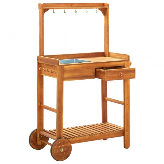 Sodo virtuvės vežimėlis, akacijos med. mas., 92x43,5x141,5cm