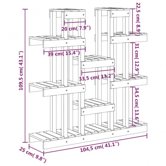 Augalų stovas, 104,5x25x109,5cm, pušies medienos masyvas