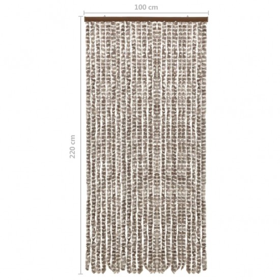 Užuolaida nuo vabzdžių, taupe ir balta, 100x220cm, šenilis