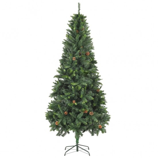 Dirbtinė kalėdinė eglutė su kankorėžiais, žalios sp., 210cm