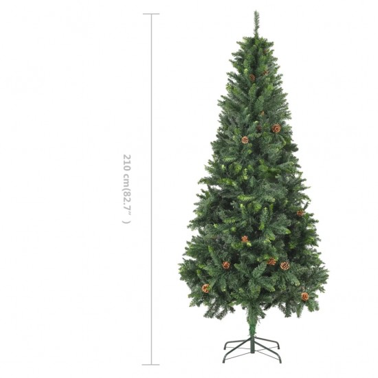 Dirbtinė kalėdinė eglutė su kankorėžiais, žalios sp., 210cm