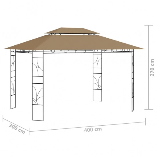 Pavėsinė, taupe spalvos, 4x3x2,7m, 160g/m²