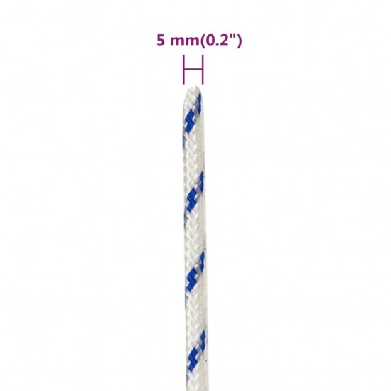 Valties virvė, baltos spalvos, 5mm, 250m, polipropilenas