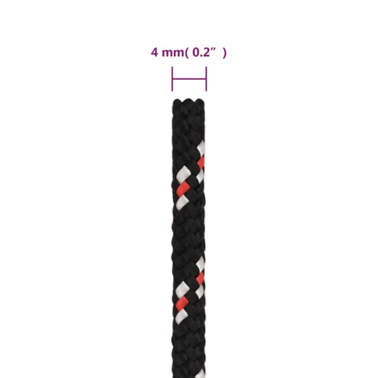 Valties virvė, juodos spalvos, 4mm, 25m, polipropilenas