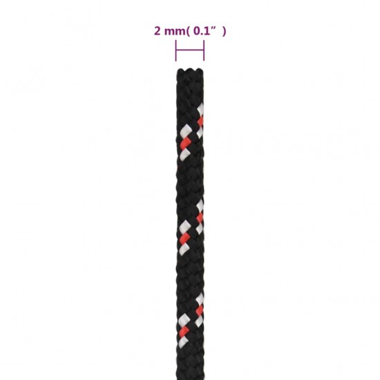 Valties virvė, juodos spalvos, 2mm, 25m, polipropilenas