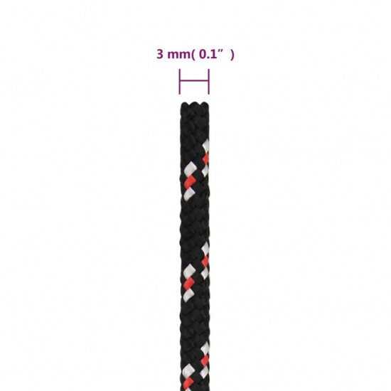 Valties virvė, juodos spalvos, 3mm, 50m, polipropilenas