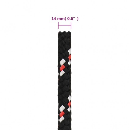 Valties virvė, juodos spalvos, 14mm, 100m, polipropilenas