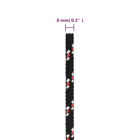 Valties virvė, juodos spalvos, 8mm, 250m, polipropilenas