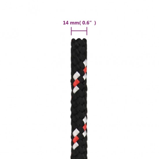 Valties virvė, juodos spalvos, 14mm, 25m, polipropilenas