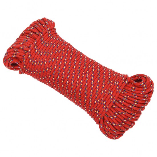 Valties virvė, raudonos spalvos, 4mm, 100m, polipropilenas