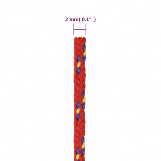 Valties virvė, raudonos spalvos, 2mm, 50m, polipropilenas