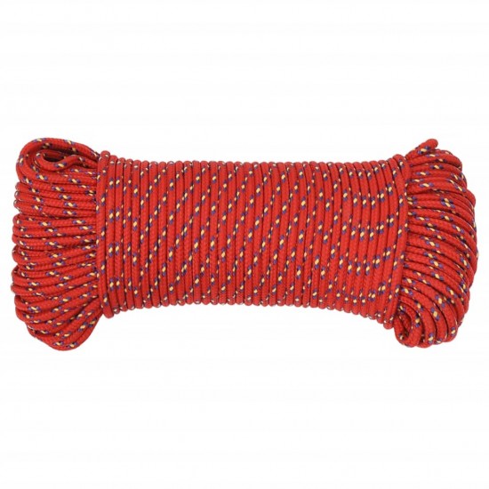 Valties virvė, raudonos spalvos, 4mm, 25m, polipropilenas