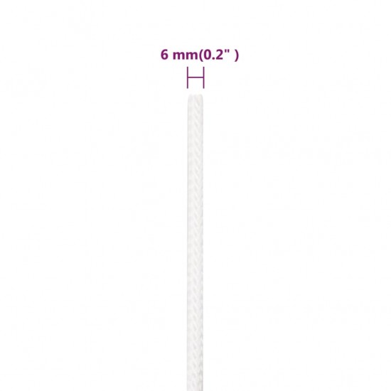 Valties virvė, visiškai balta, 6mm, 25m, polipropilenas