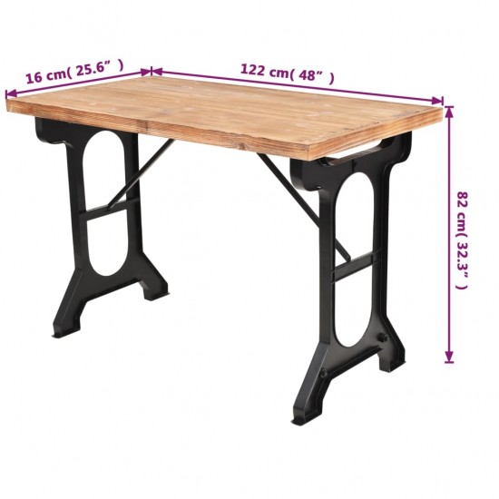 Valgomojo stalas, eglės medienos stalviršis, 122x65x82 cm