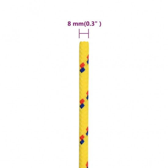 Valties virvė, geltonos spalvos, 8mm, 100m, polipropilenas