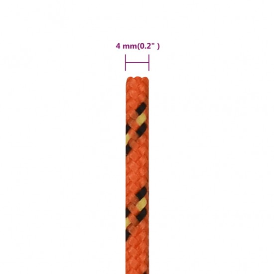 Valties virvė, oranžinės spalvos, 4mm, 25m, polipropilenas