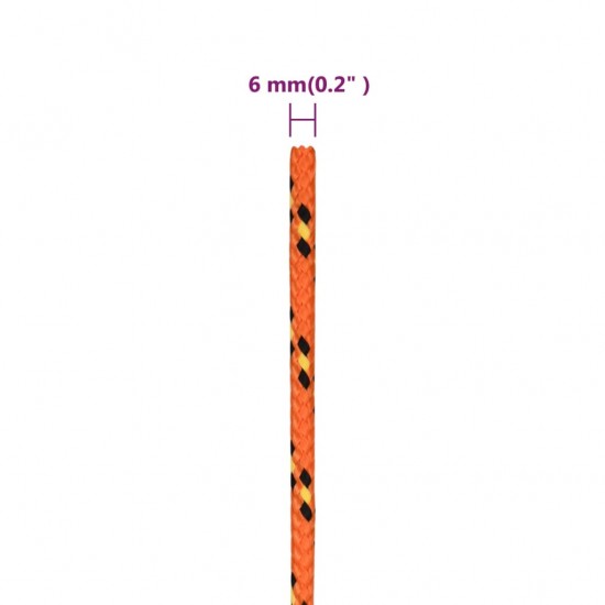 Valties virvė, oranžinės spalvos, 6mm, 50m, polipropilenas