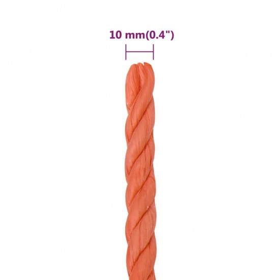 Darbo virvė, oranžinės spalvos, 10mm, 25m, polipropilenas
