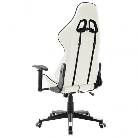 Žaidimų kėdė, baltos ir juodos spalvos, dirbtinė oda