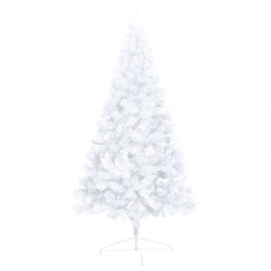 Dirbtinė pusinė Kalėdų eglutė su LED/žaisliukais, balta, 120cm