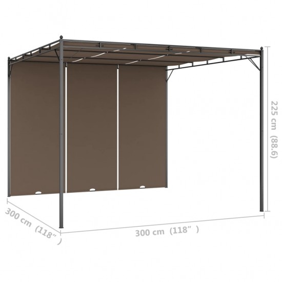 Sodo pavėsinė su šonine užuolaida, taupe spalvos, 3x3x2,25m