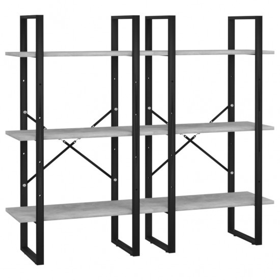 Sandėliavimo lentynos, 2vnt., pilkos, 60x30x210cm, mediena