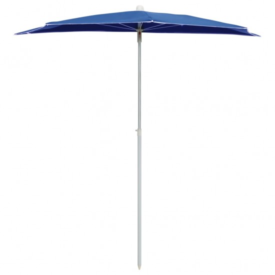 Pusapvalis sodo skėtis su stulpu, tamsiai mėlynas, 180x90cm