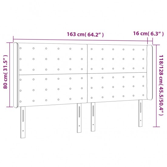 Galvūgalis su LED, juodos spalvos, 163x16x118/128cm, audinys