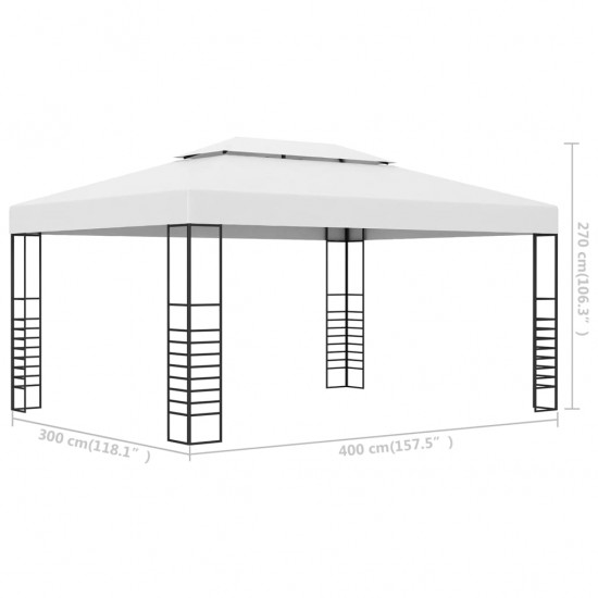 Sodo pavėsinė, balta, 4x3x2,7m, plienas