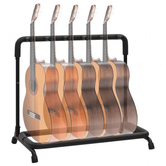 Gitarų stovas su 5 laikikliais, juodas, 74x41x66cm, plienas
