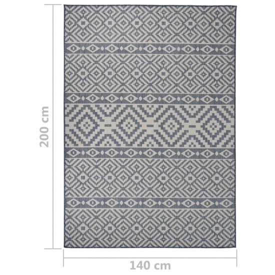 Lauko kilimėlis, mėlynos spalvos, 140x200cm, plokščio pynimo