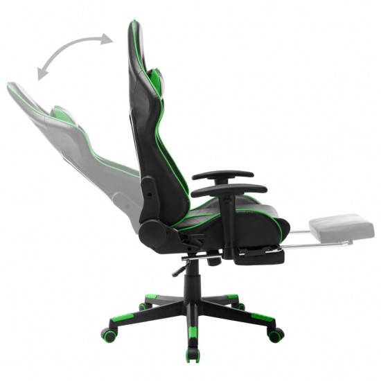 Žaidimų kėdė su pakoja, juodos ir žalios spalvos, dirbtinė oda