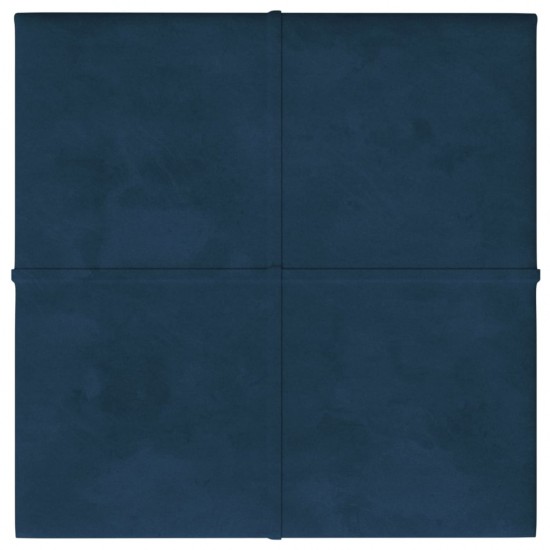 Sienų plokštės, 12vnt., mėlynos, 30x30cm, aksomas, 1,08m²