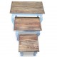 Sustumiamų staliukų kompl., 3d., masyvi perdirbta mediena