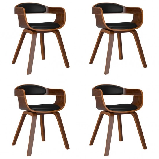 Valgomojo kėdės, 4vnt., juodos, lenkta mediena ir dirbtinė oda