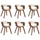 Valgomojo kėdės, 6vnt., kreminės, lenkta mediena/dirbtinė oda