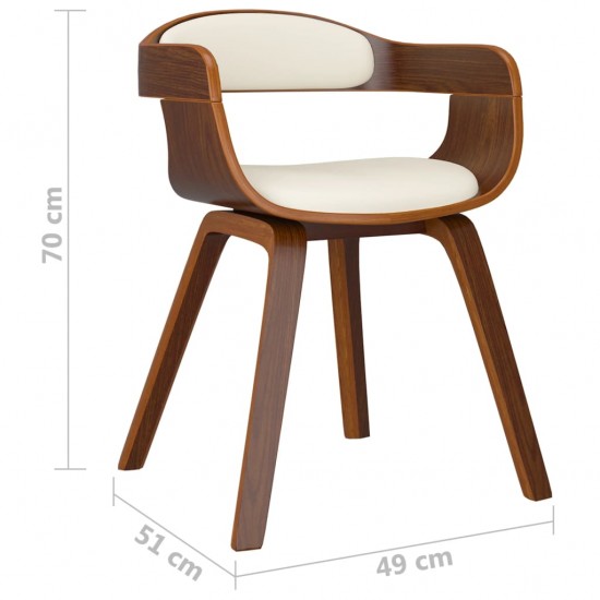 Valgomojo kėdės, 6vnt., kreminės, lenkta mediena/dirbtinė oda