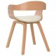 Valgomojo kėdė, kreminė, išlenkta mediena ir dirbtinė oda
