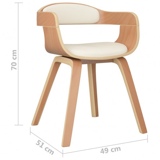 Valgomojo kėdė, kreminė, išlenkta mediena ir dirbtinė oda