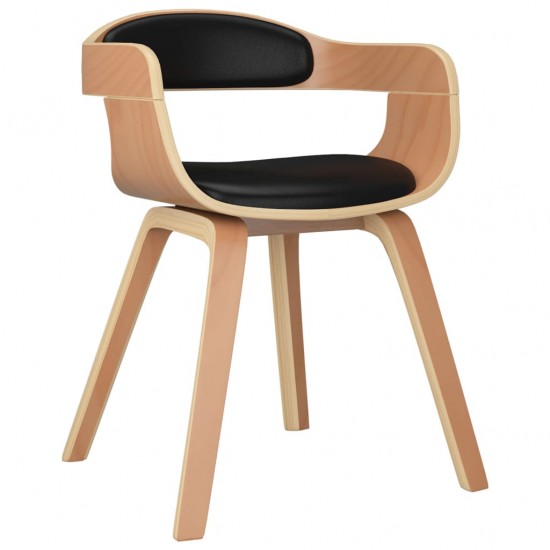 Valgomojo kėdė, juoda, išlenkta mediena ir dirbtinė oda