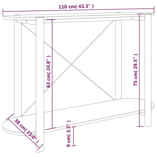 Konsolinis staliukas, baltas, 110x38x75cm, apdirbta mediena