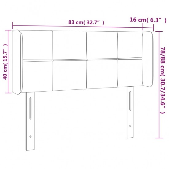 Galvūgalis su LED, tamsiai pilkas, 83x16x78/88cm, audinys