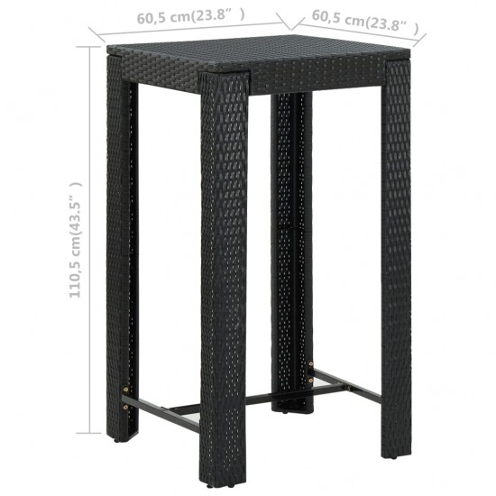 Sodo baro staliukas, juodas, 60,5x60,5x110,5cm, poliratanas