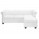 L-formos Chesterfield sofa, dirbtinė oda, balta