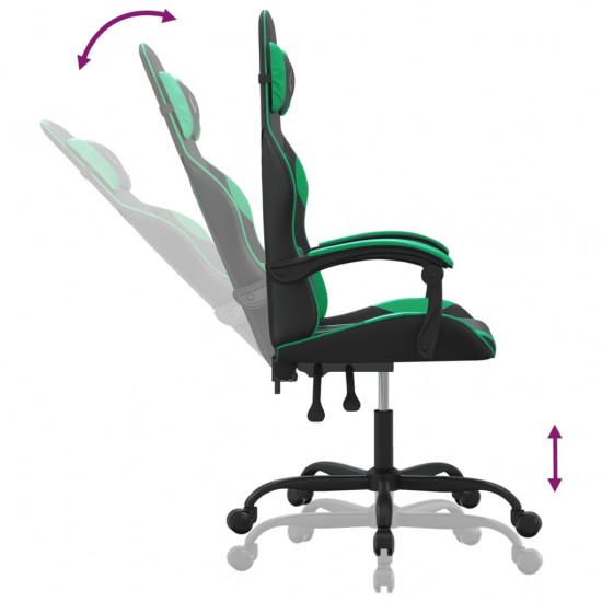 Pasukama žaidimų kėdė, juodos ir žalios spalvos, dirbtinė oda