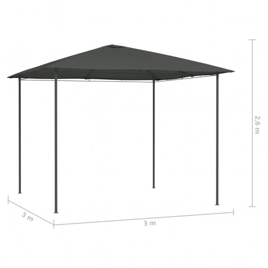 Pavėsinė, antracito spalvos, 3x3x2,6m, 160g/m²