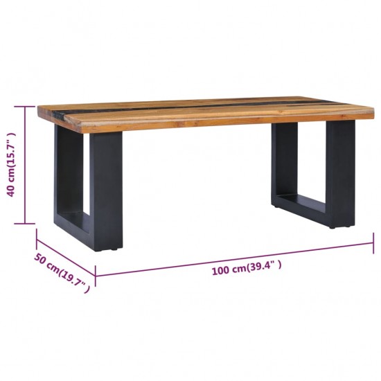 Kavos staliukas, 100x50x40 cm, tikmedžio mediena ir sint. derva